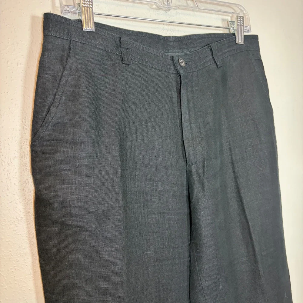 Banana Republic Womens 100% Linen Wide‎ Leg Trousers Black Size 8 723210-00-1